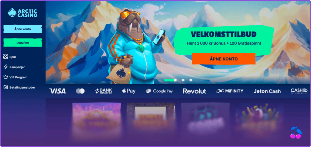 Arctic Casino hjemmeside