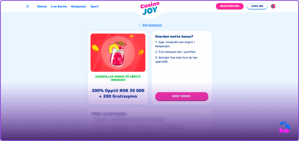 CasinoJoy Highroller bonus