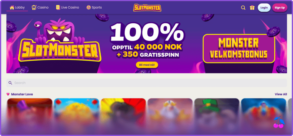 Slotmonster Casino hjemmeside